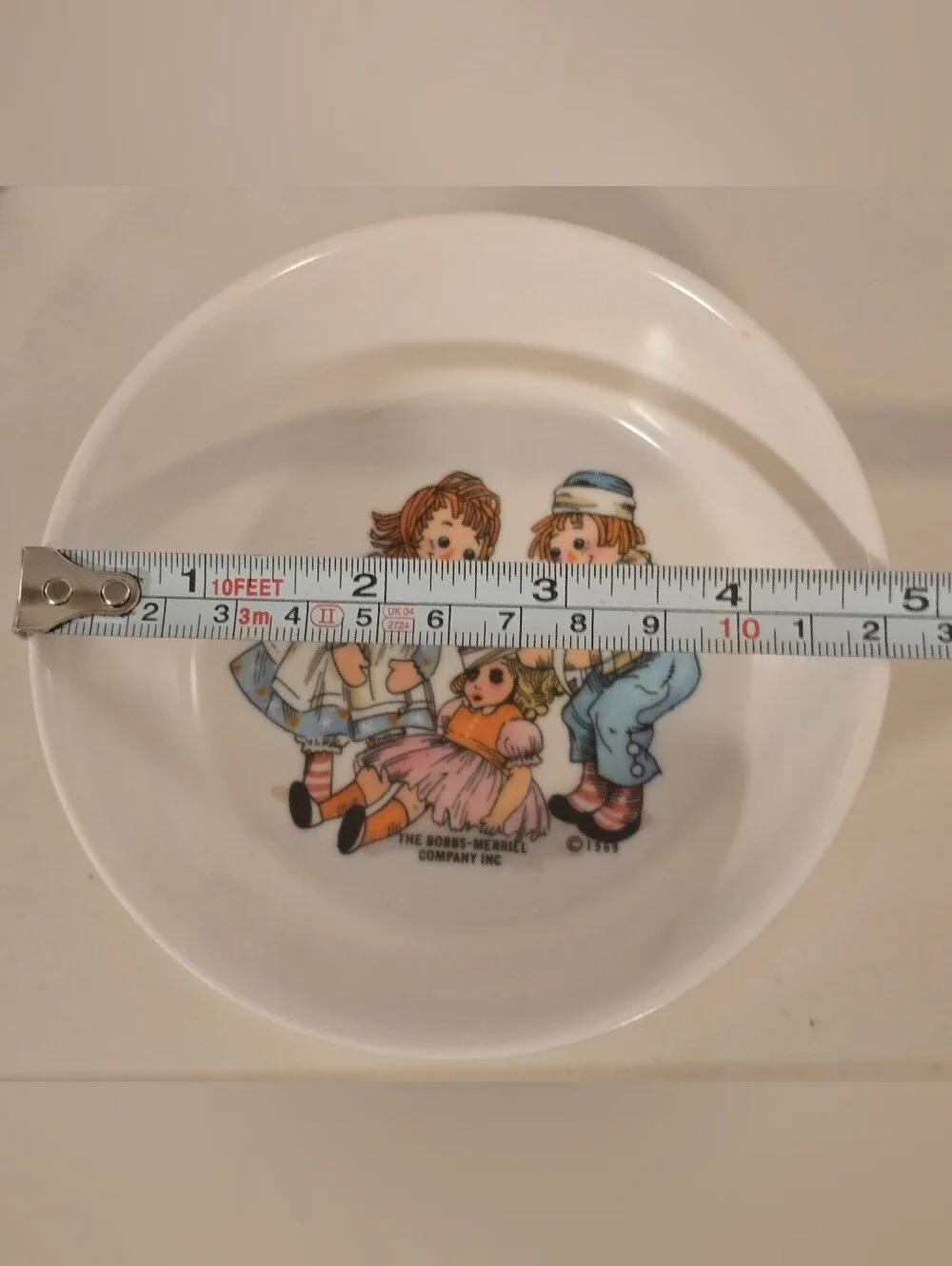 Vintage 1969 Raggedy Ann & Andy 3-Piece Melamine Child Dish Set Oneida Deluxe